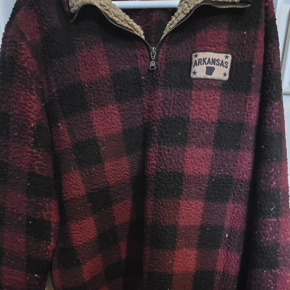 Red and Black Plaid Fleece Pullover